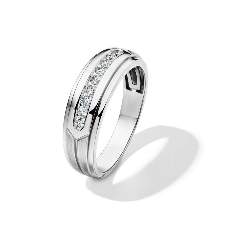 Men&rsquo;s Channel-Set Diamond Wedding Band in 10K White Gold &#40;1/4 ct. tw.&#41; – Image 3 of 3