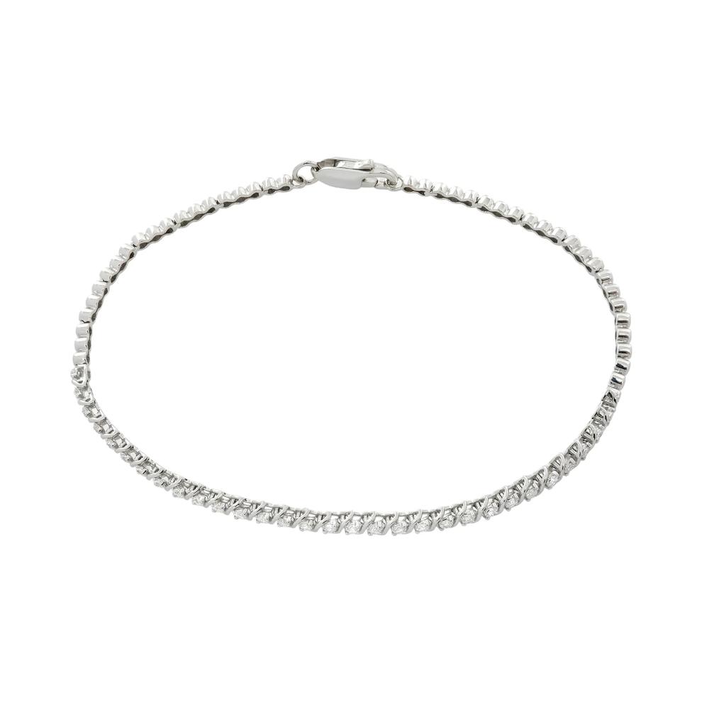 Diamond Beaded S-Link Bracelet in 10K White Gold, 7" (1/2 ct. tw.) – Image 2 of 2