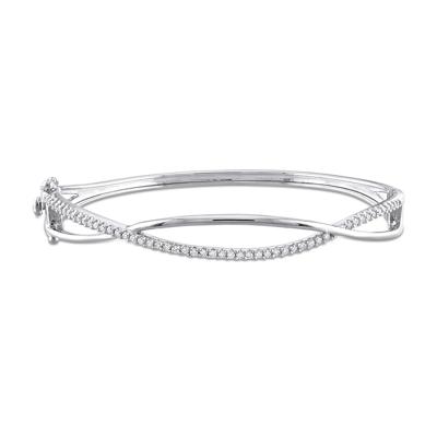 Lab-Created Moissanite Bangle Bracelet in Sterling Silver