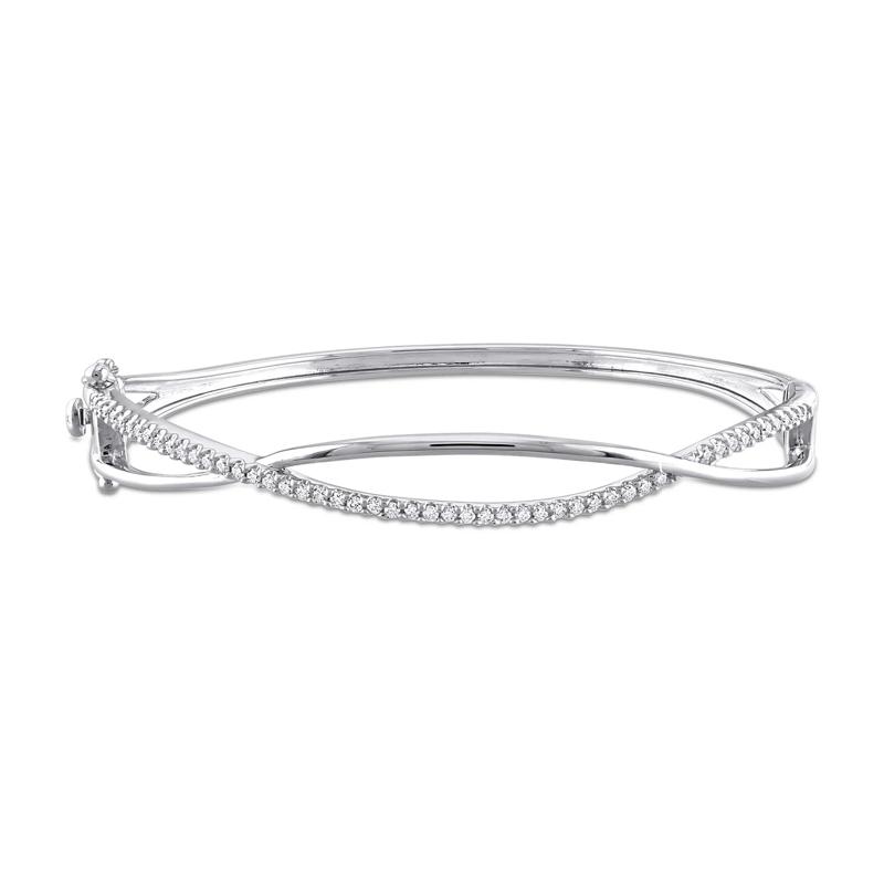 Lab-Created Moissanite Bangle Bracelet in Sterling Silver – Image 1 of 6