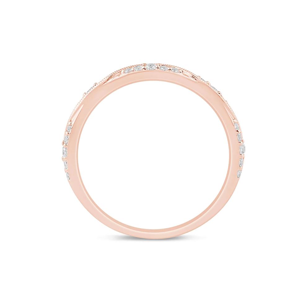 Lab Grown Diamond Milgrain Wave Stack Band 10K Rose Gold (1/5 ct. tw.) – Image 2 of 3