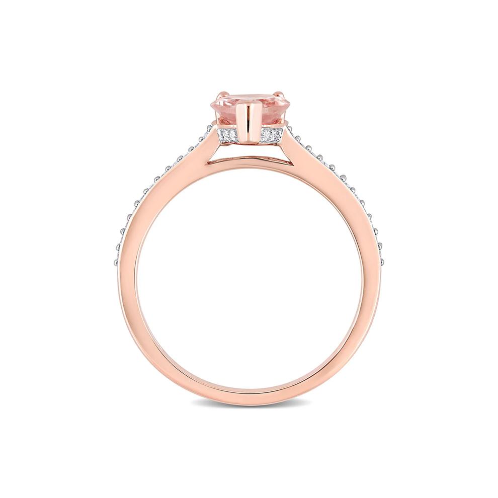 Pear-Shaped Morganite &amp; Diamond Ring in 10K Rose Gold (1/8 ct. tw.) – Image 2 of 5