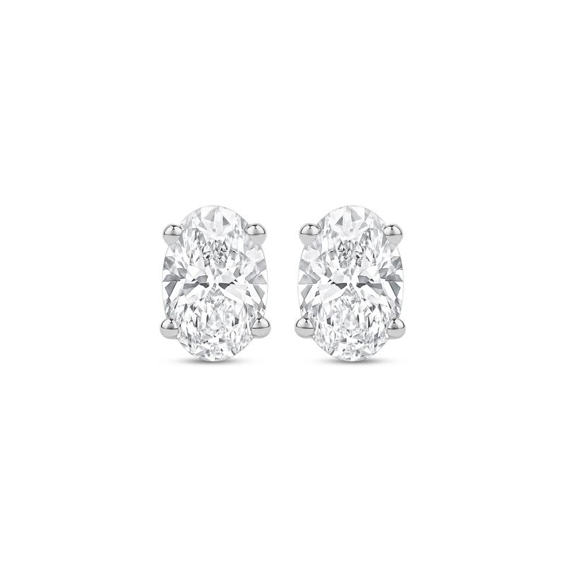 Lab Grown Diamond Oval-Shaped Solitaire Stud Earrings in 14K White Gold &#40;3/4 ct. tw.&#41; – Image 2 of 3