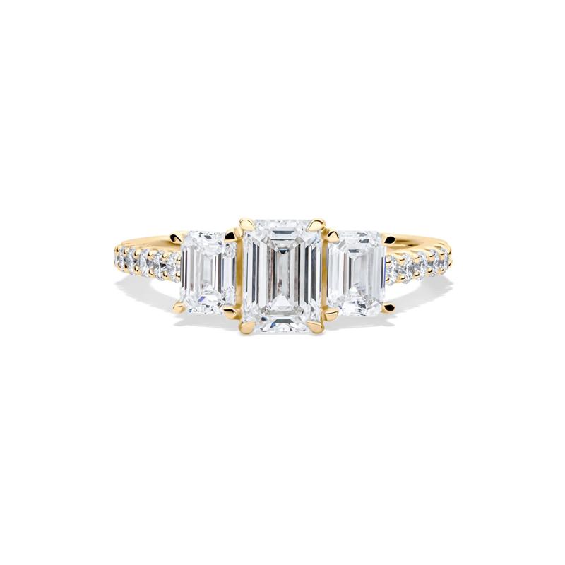 Lab Grown Diamond Emerald-Cut Three Stone Ring in 14K Yellow Gold &#40;2 ct. tw.&#41; – Image 1 of 4