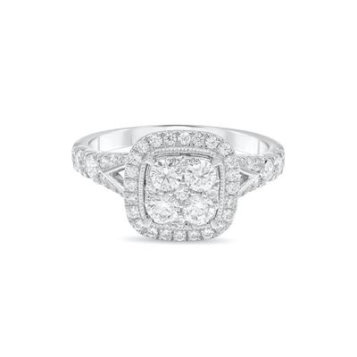 Diamond Halo Composite Engagement Ring in 10K White Gold (1 ct. tw.)