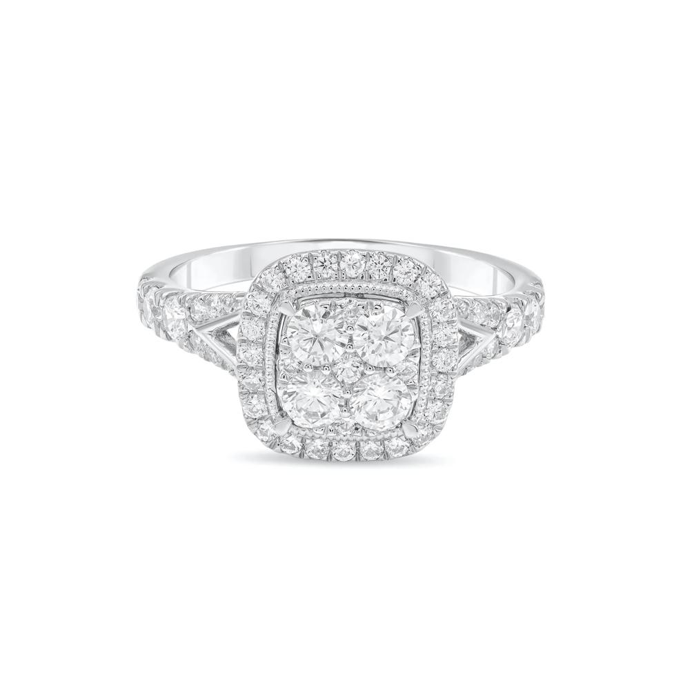 Diamond Halo Composite Engagement Ring in 10K White Gold (1 ct. tw.) – Image 1 of 4