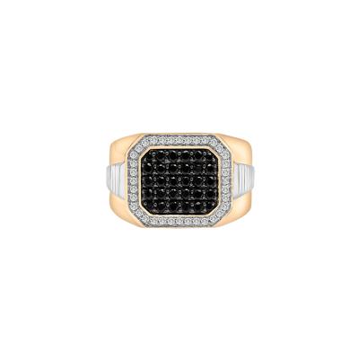 Men's Black & White Diamond Cluster Ring in 10K White & Yellow Gold (5/8 ct. tw.)