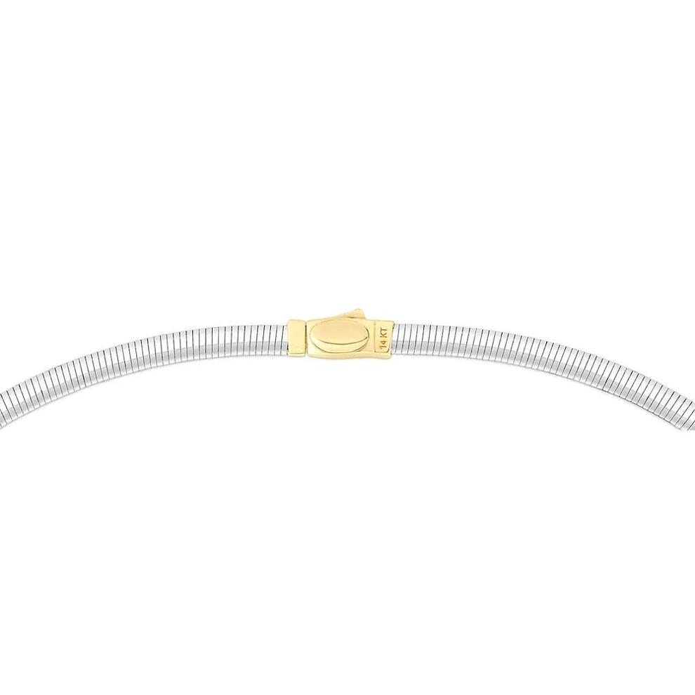Reversible Omega Necklace in 14K Yellow &amp; White Gold, 16" – Image 3 of 6