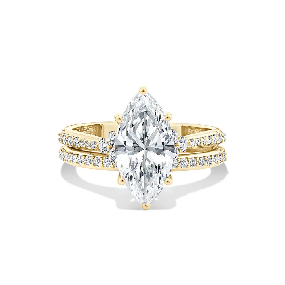 Lab Grown Diamond Marquise Engagement Set in 14K Yellow Gold (3 ct. tw.) – Image 1 of 6