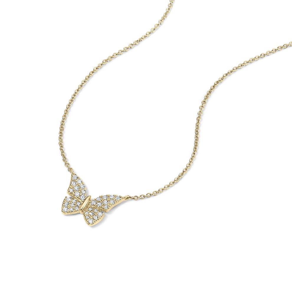 Diamond Butterfly Pendant Necklace in 10K Yellow Gold (1/5 ct. tw.) – Image 4 of 4