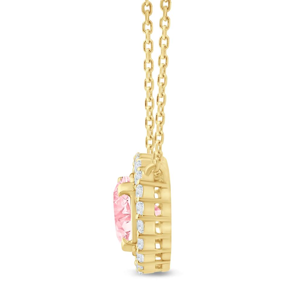 Lab Grown Pink and White Diamond Halo Pendant in 14K Yellow Gold (1 1/7 ct. tw.) – Image 2 of 3