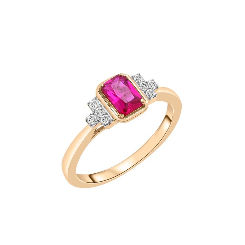 Lab-Created Ruby and Lab-Created White Sapphire Vintage Ring in Vermeil – Image 5 of 7