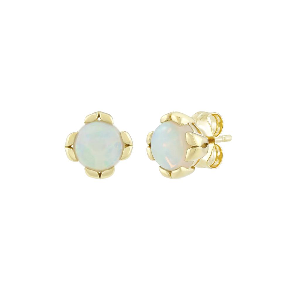 Opal Round Stud Earrings in 10K Yellow Gold – Image 1 of 1