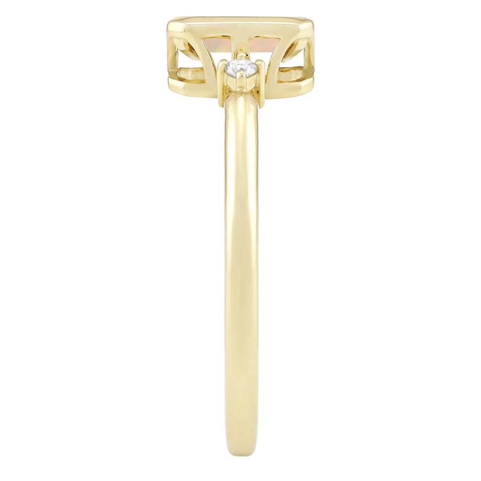 Emerald-Cut Opal and Diamond Accent Ring in 10K Yellow Gold – Image 3 of 3