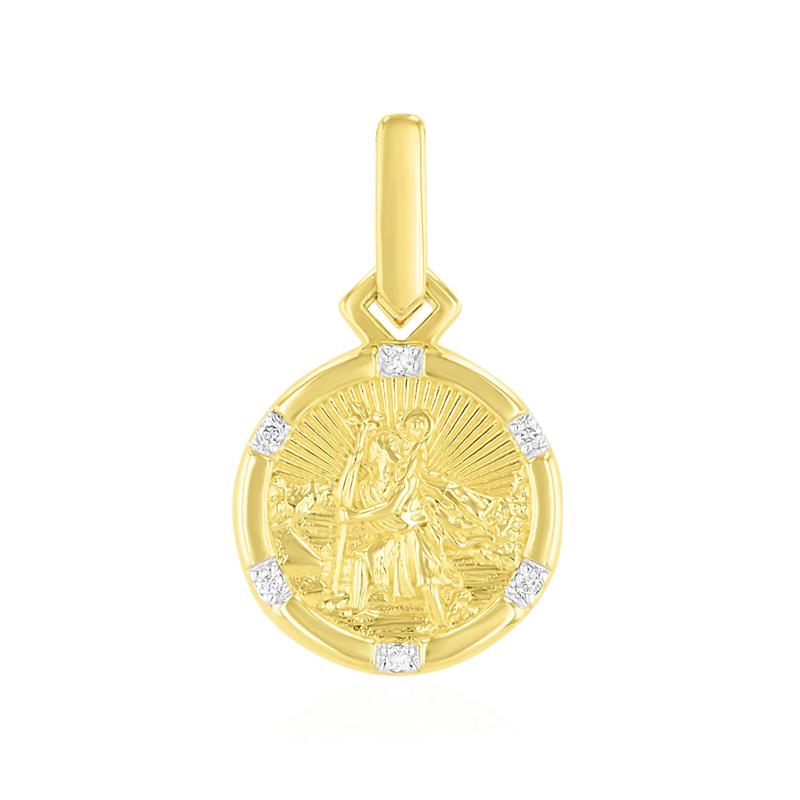 Men&#39;s Diamond Accent Saint Christopher Charm in Vermeil – Image 1 of 3