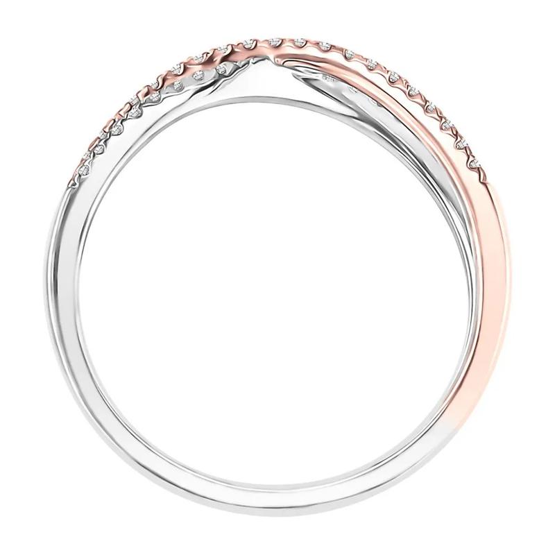 1/7 ct. tw. Diamond Criss Cross Ring in 10K White &amp; Rose Gold – Image 3 of 3