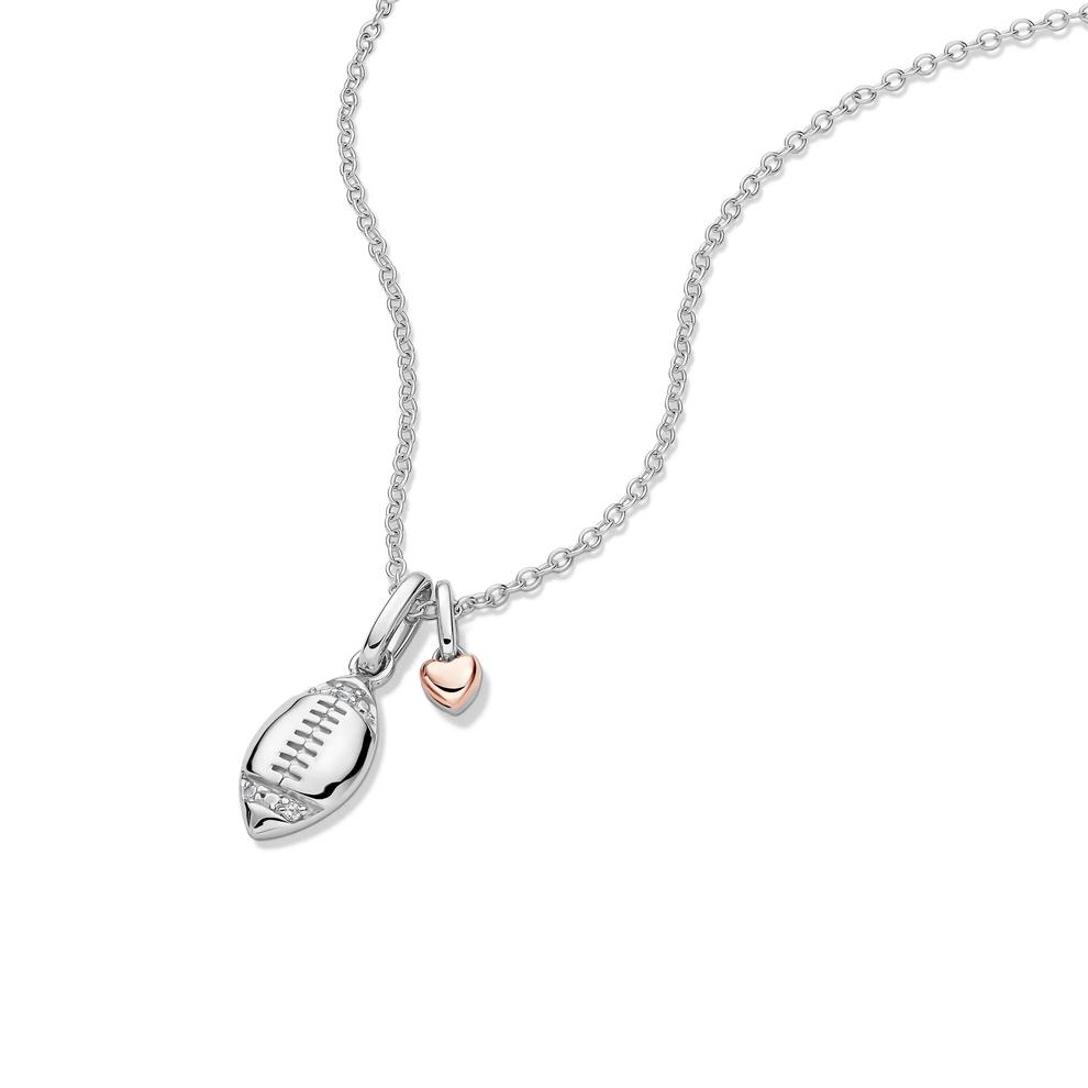 Lab Grown Diamond Accent Football Pendant in Sterling Silver &amp; 10K Rose Gold – Image 4 of 5