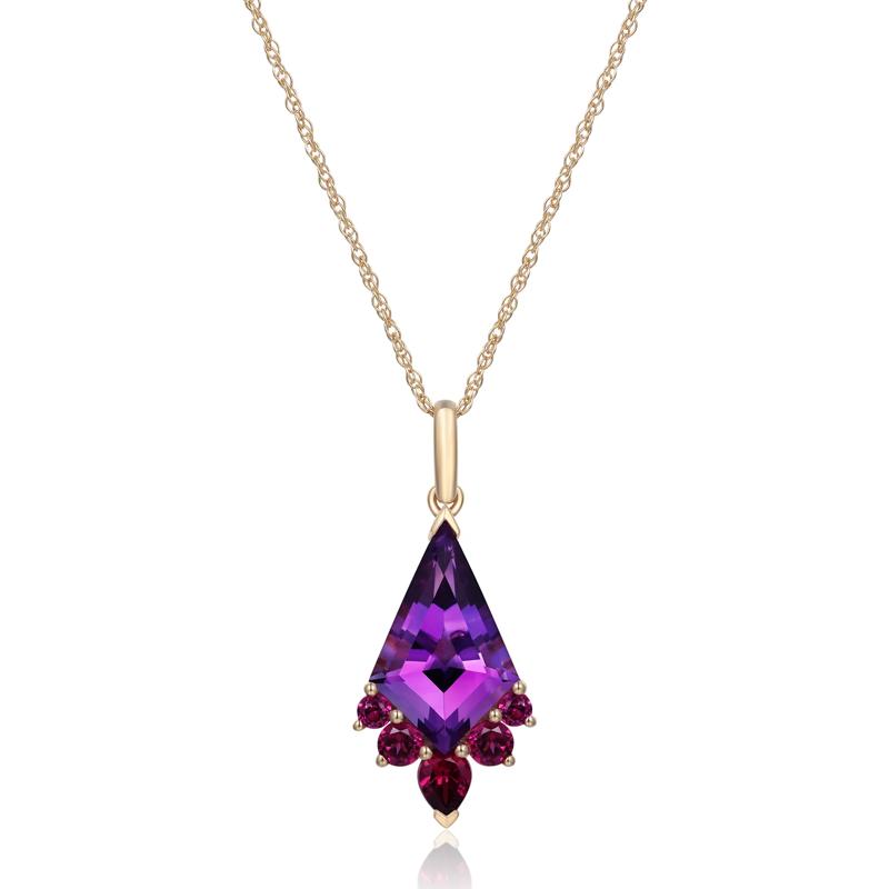 Amethyst and Rhodolite Pendant in 10K Yellow Gold – Image 1 of 3