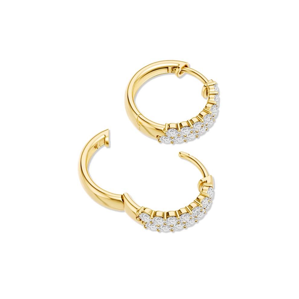 Lab Grown Diamond Double Row Hoop Earrings in 10K Yellow Gold (1 1/4 ct. tw.) – Image 2 of 3