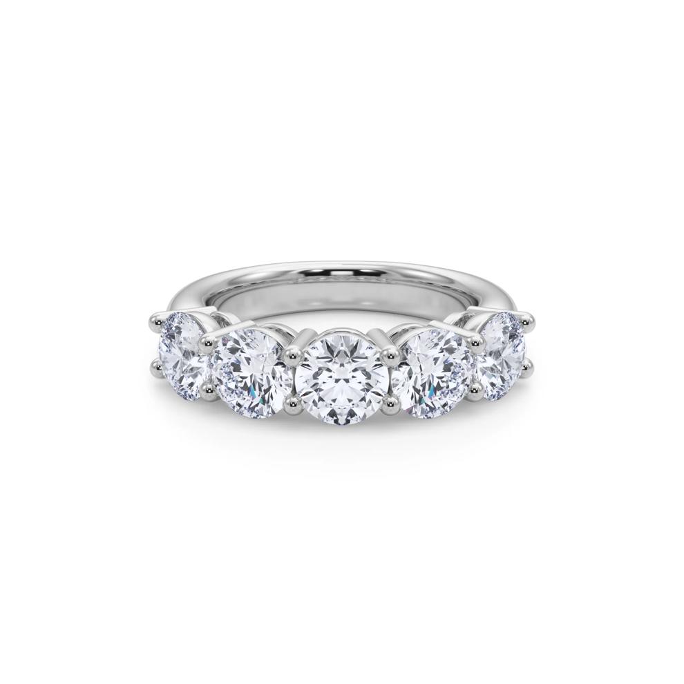 Lab Grown Diamond Five-Stone Round Anniversary Band in 14K White Gold (3 ct. tw.) – Image 5 of 5
