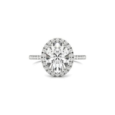 Moissanite Oval Halo Ring in 14K White Gold (3 1/3 ct. dew)