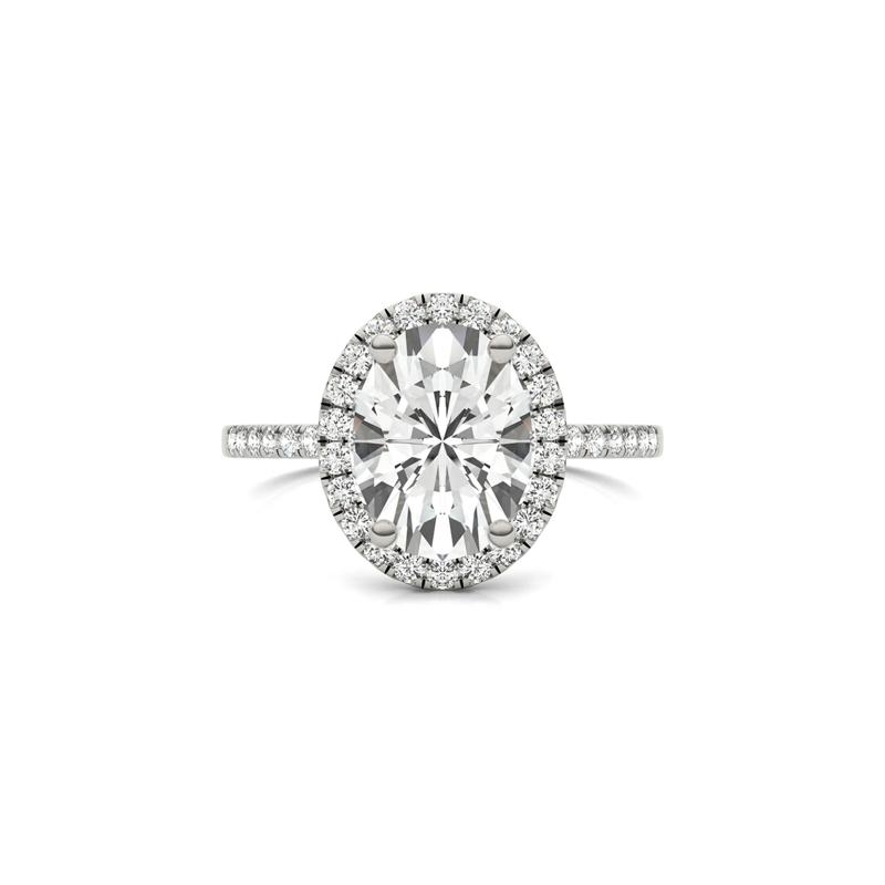 Moissanite Oval Halo Ring in 14K White Gold &#40;3 1/3 ct. dew&#41; – Image 1 of 5