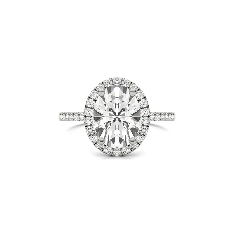 Moissanite Oval Halo Ring in 14K White Gold (3 1/3 ct. dew) – Image 1 of 5