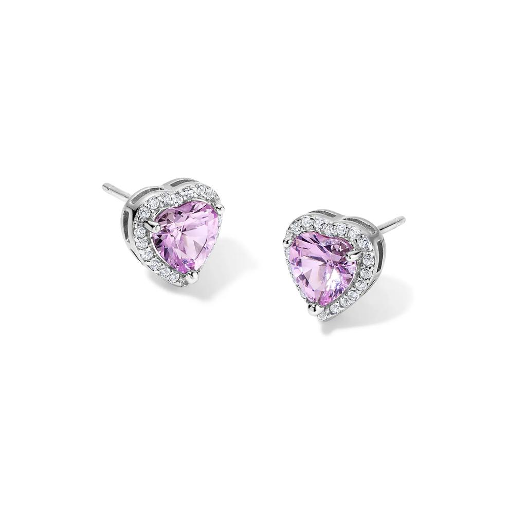 Lab-Created Pink &amp; White Sapphire Heart Ring, Earrings, &amp; Pendant Boxed Set in Sterling Silver – Image 4 of 4