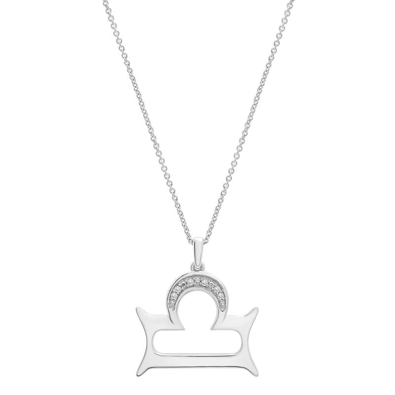 Diamond Accent Libra Pendant in Sterling Silver  – Image 1 of 4