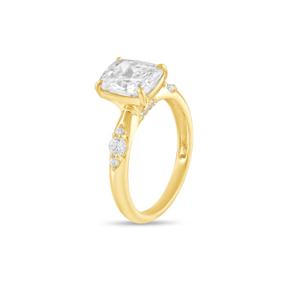 Lab Grown Diamond Elongated Cushion Center Engagement Ring in 10K Yellow Gold (2 1/5 ct. tw.) – Image 4 of 4