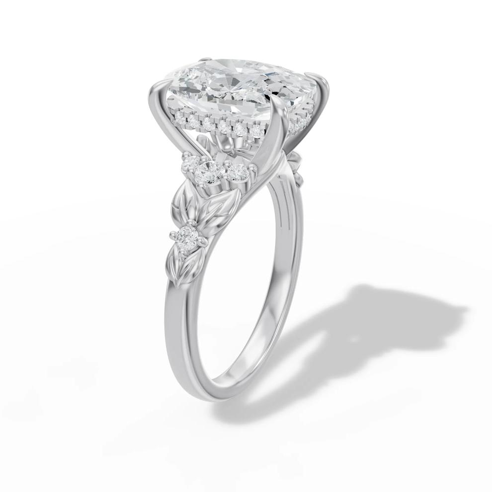 Lab Grown Diamond Elongated Cushion Center Engagement Ring in 14K White Gold (4 1/3 ct. tw.) – Image 3 of 4