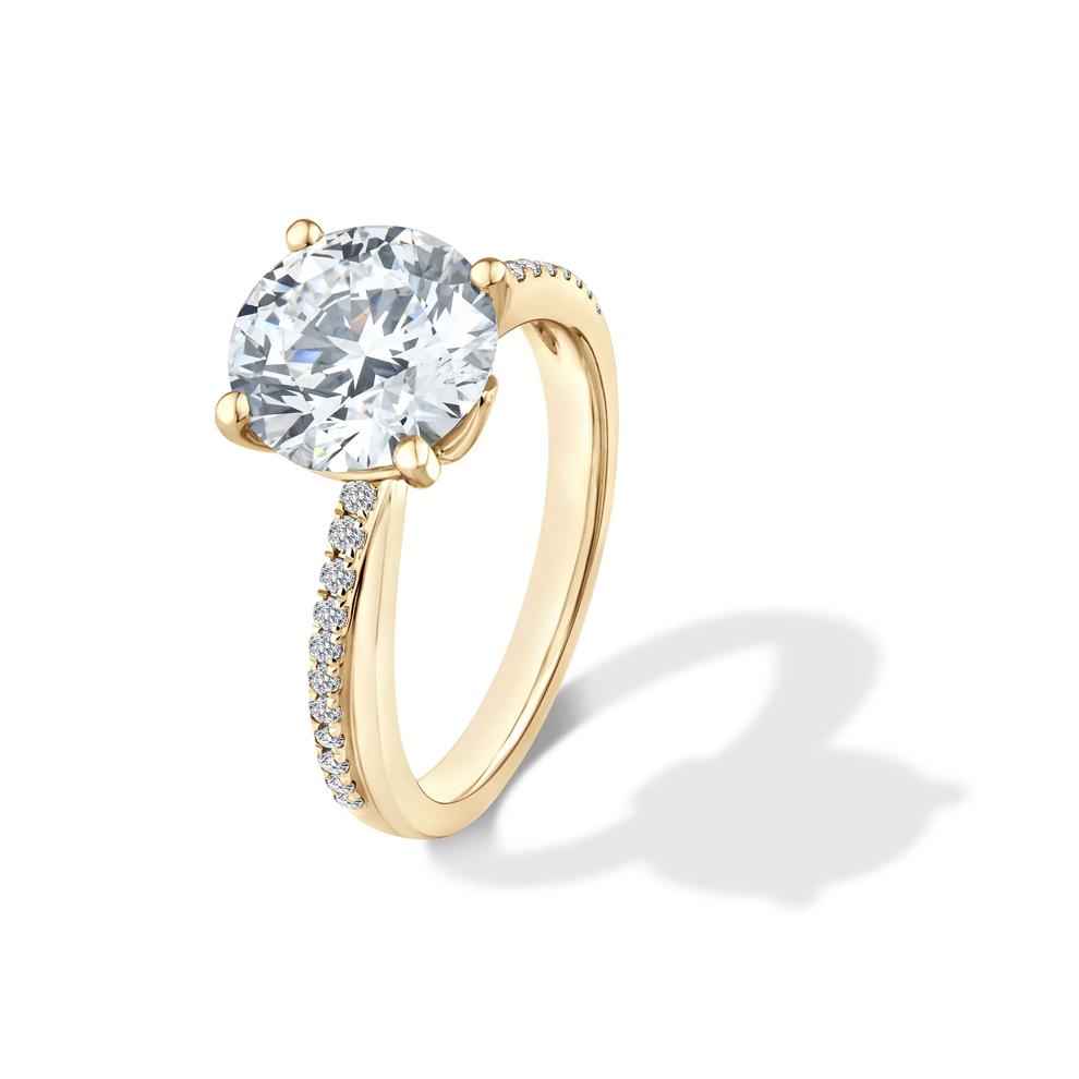 Lab Grown Diamond Round Engagement Ring in 18K Yellow Gold (3 1/5 ct. tw.) – Image 4 of 4