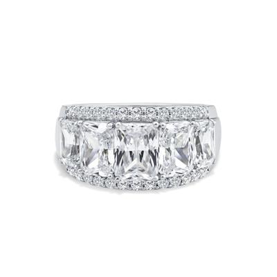 Lab Grown Diamond Radiant & Round Multi-Row Band in 14K White Gold (5 ct. tw.)