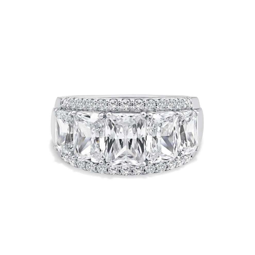 Lab Grown Diamond Radiant &amp; Round Multi-Row Band in 14K White Gold (5 ct. tw.) – Image 1 of 4
