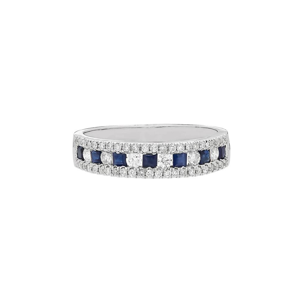 Sapphire &amp; 1/3 ct. tw. Diamond Band in 10K White Gold – Image 1 of 3