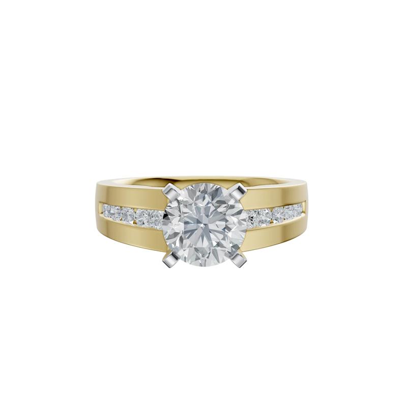 Lab Grown Diamond Channel-Set Semi-Mount Engagement Ring in 14K Yellow and White Gold &#40;1/3 ct. tw.&#41; &#40;Setting Only&#41; – Image 1 of 6
