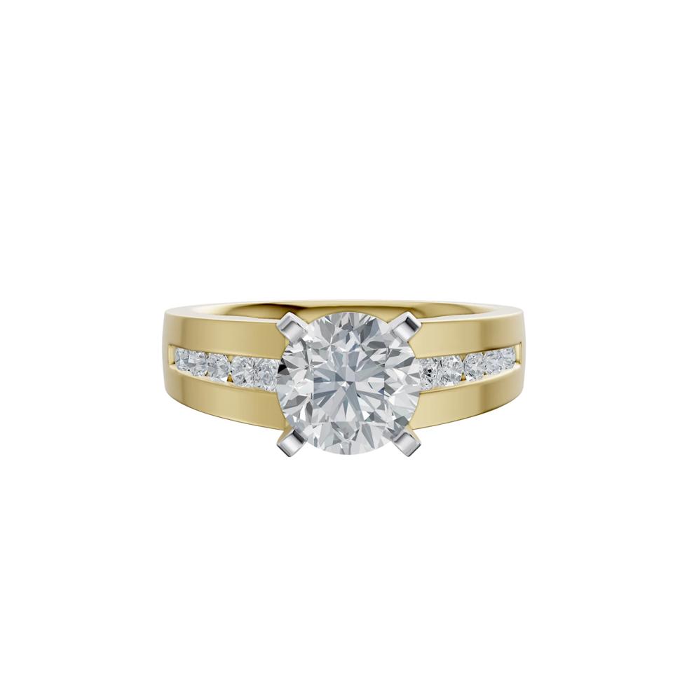 Lab Grown Diamond Channel-Set Semi-Mount Engagement Ring in 14K Yellow and White Gold (1/3 ct. tw.) (Setting Only) – Image 1 of 6