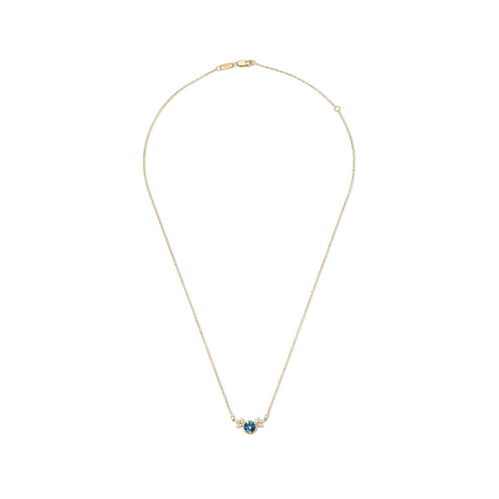 Montana Blue Sapphire &amp; Diamond Pendant Necklace in 10K Yellow Gold (1/10 ct. tw.) – Image 3 of 4