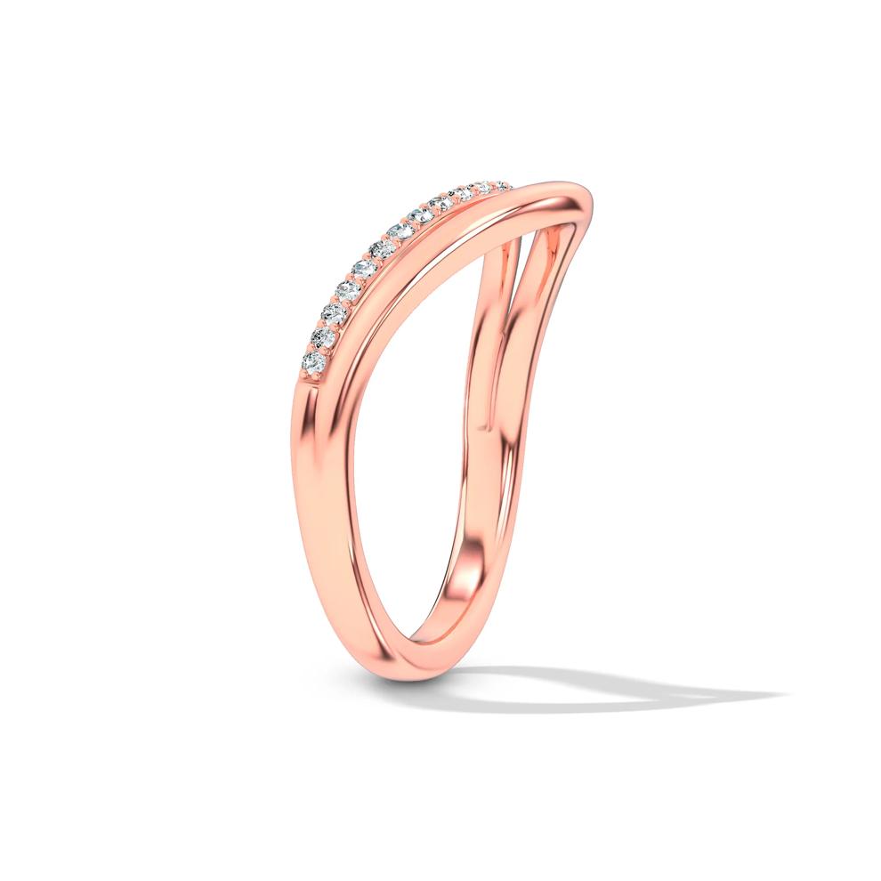 Lab Grown Diamond Double Row Contour Band in 10K Rose Gold (1/8 ct. tw.) – Image 3 of 4