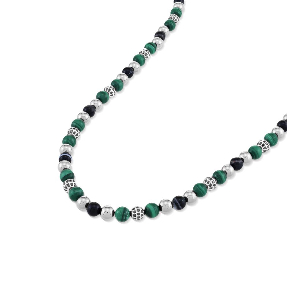 Men's Black Diamond &amp; Mixed Beads Beaded Chain Necklace in Sterling Silver, 20" (2 7/8 ct. tw.) – Image 4 of 4