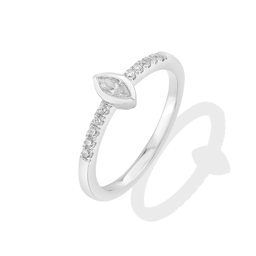 Diamond Marquise Bezel Center Promise Ring in 10K White Gold (1/4 ct. tw.) – Image 4 of 4