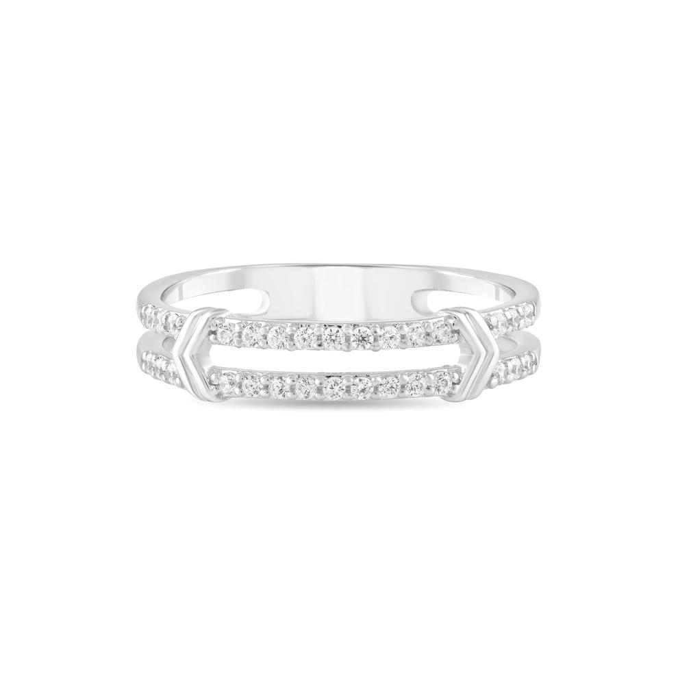 Diamond Double Row Ring in Sterling Silver (1/5 ct. tw.) – Image 1 of 4