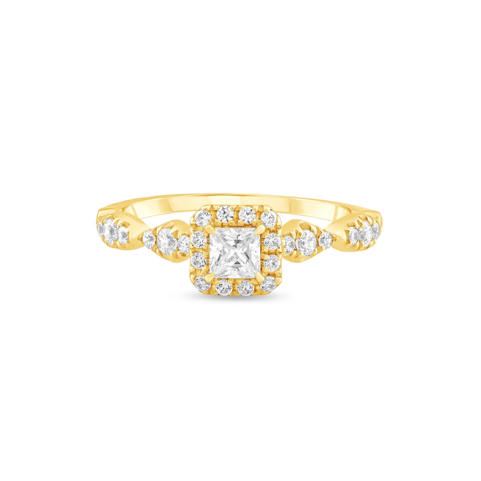 Diamond Princess-Cut Center Engagement Ring in 10K Yellow Gold (1/2 ct ...