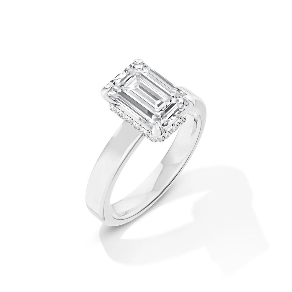 Lab Grown Diamond Emerald-Cut Center Engagement Set in 14K White Gold (4 ct. tw.) – Image 4 of 6