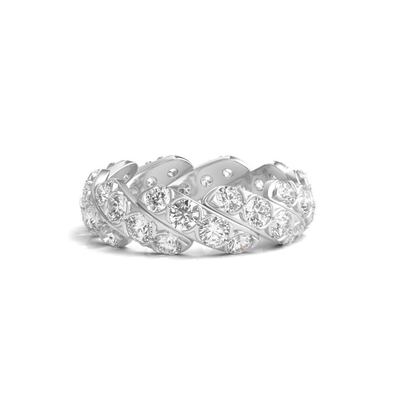 Round-Cut Lab Grown Diamond Twist Eternity Band in 14k White Gold  &#40;3 ct. tw.&#41; – Image 1 of 3