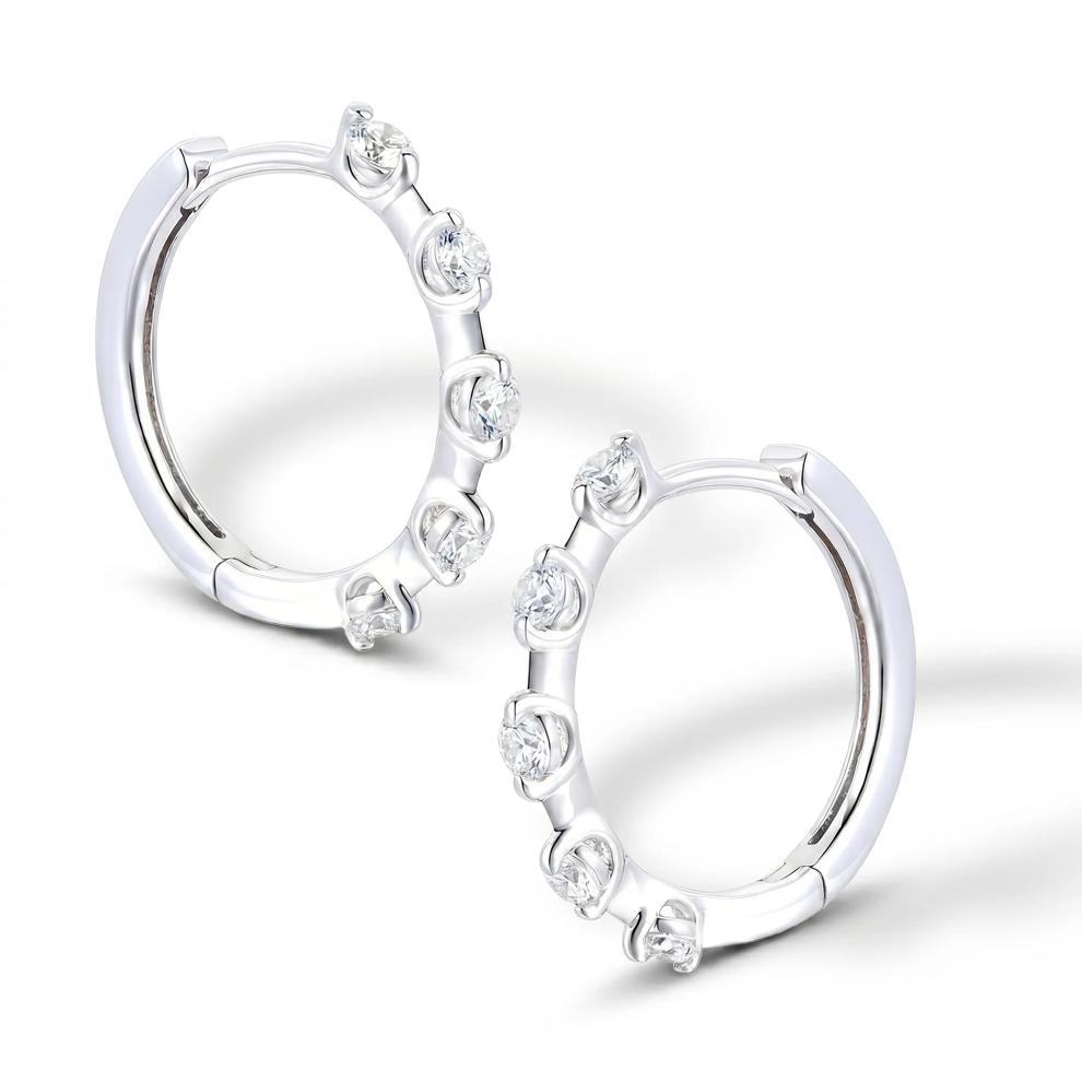 Diamond Hoop Earrings in 10K White Gold (1/3 ct. tw.) – Image 1 of 2
