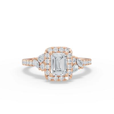 Diamond Emerald Center Halo Engagement Ring in 10K Rose Gold (1 ct. tw.)