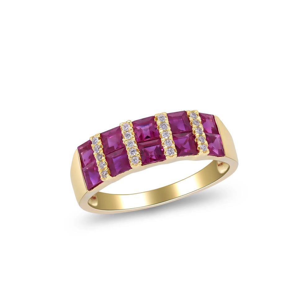 Ruby and Diamond Accent Band in 10K Yellow Gold – Image 4 of 4