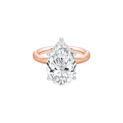 Lab Grown Diamond Pear-Shaped Solitaire Ring in 14K Rose & White Gold (6 ct.)