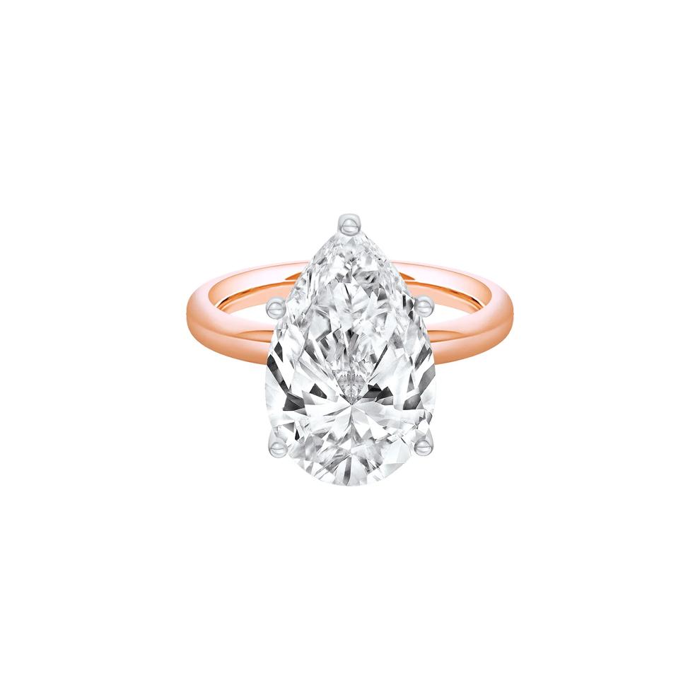 Lab Grown Diamond Pear-Shaped Solitaire Ring in 14K Rose &amp; White Gold (6 ct.) – Image 1 of 4